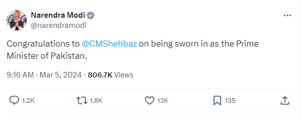 PM Narenfra Modi congragulation tweet to PM Shahbaz sharif Shehbaz Sharif On 2nd Term As Pak PM