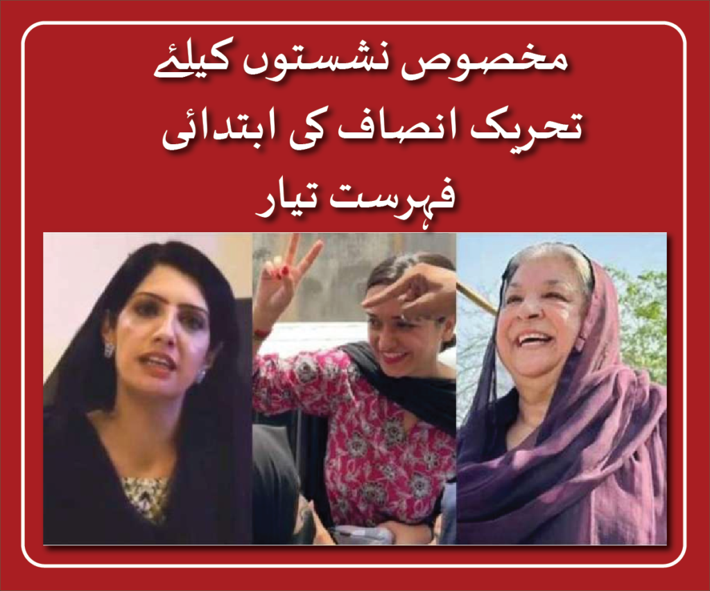 The Tehreek-e-Insaf party has decided to allocate tickets for certain seats to several female activists currently in jail, including Sanam Javed, Alia Hamza, and Dr. Yasmin Rashid.